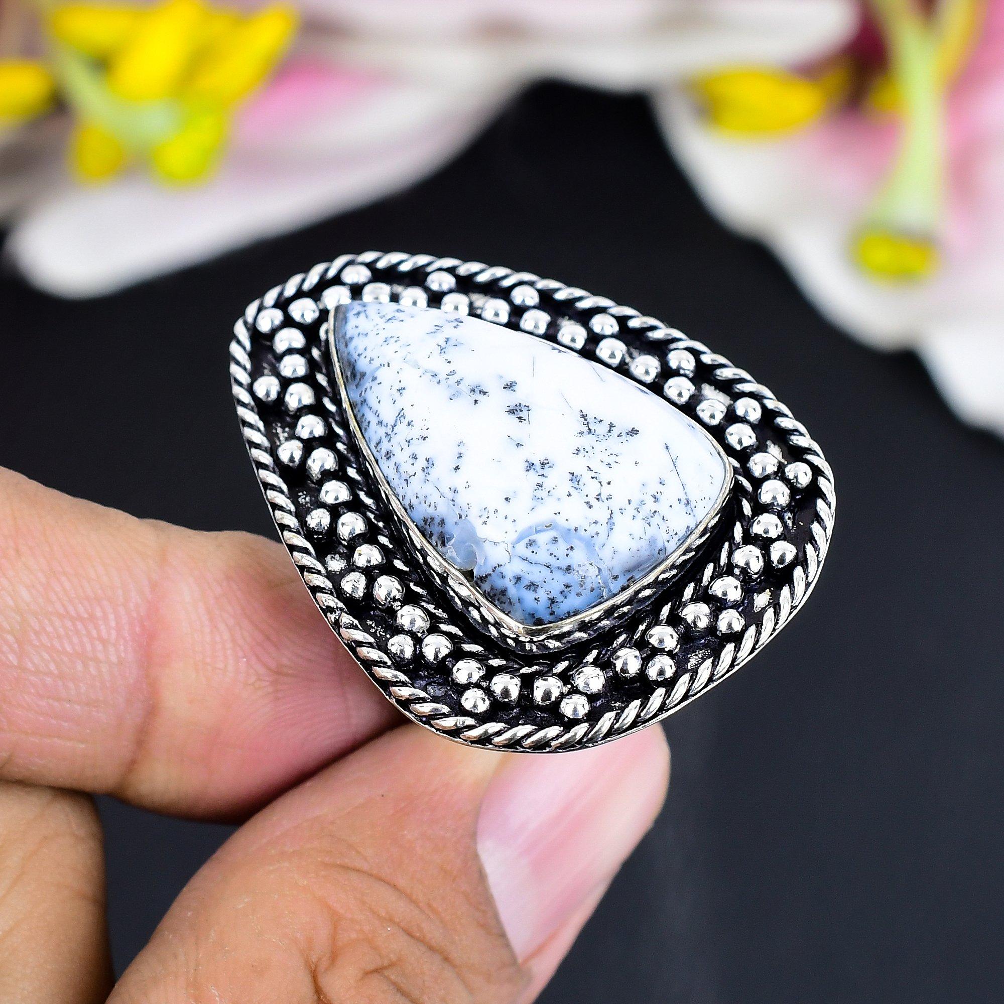 

Dendrite Opal Gemstone Handmade 925 Sterling Silver Jewelry Ring Size 7 KG-1690