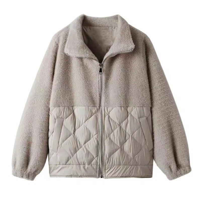 Women's Autumn and Winter Plus Size Thickened Short Lapel Loose Padded Jacket Warm Comfortable Loose Thin Outerwear
