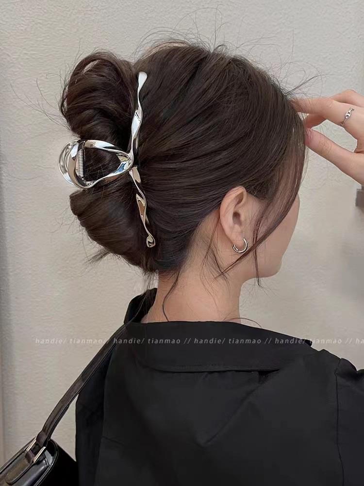 Dámská velká stříbrná spona do vlasů 2024 na léto