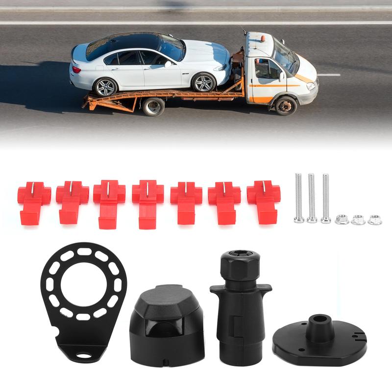 Trailer Adapter Trailer Parts Trailer Plug Connector Kit 7 Pin 92x50mm Universal Corrosion Resistant Iron Durable Trailer Socket