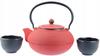 KETTLE 1.5 L CAST IRON TEAPOT STRAINER TEA INFuser SET + 2x CUPS