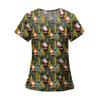 Women's Fashion Printed Short Sleeve V Neck Pattern Tops Pocket Working T-shirts