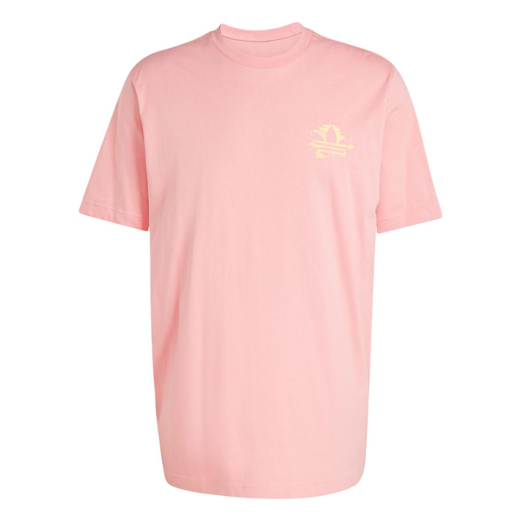 Adidas Originals Resort Graphic Fashion Loose Fit Crew Neck Short Sleeve T-Shirt Men Tops Fluorescent-Pink KC4957