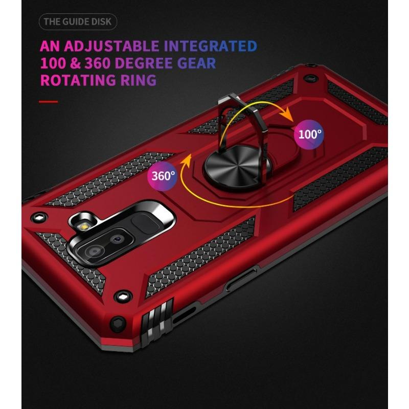 Stötsäkert Pansar Bil Magnetiskt Telefonfodral För Samsung Galaxy J8 A6 A7 A8 A9 Plus 2018 A9S Star Pro A2 Core A750 Ringhållare Fodral