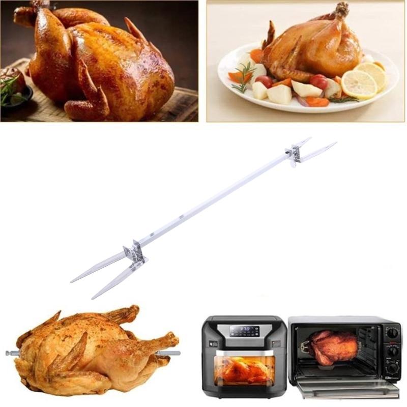 Rotating Rotisserie Grills Air Fryer Fork Grills Roast Chicken Fork Stainless Steel Skewer Grilled Air Fryer Accessories