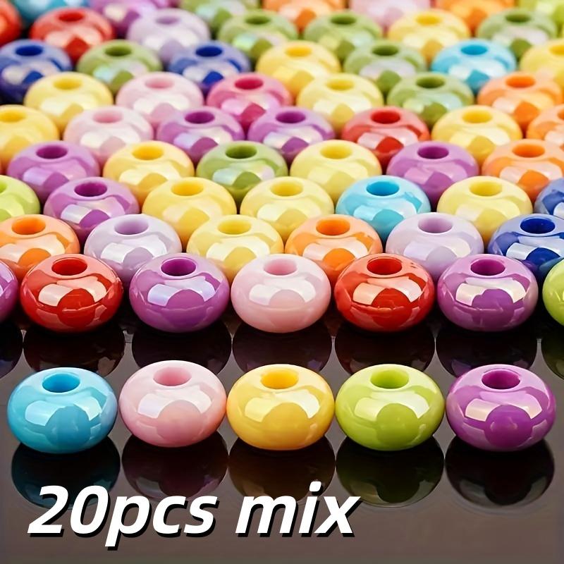 20pcs 15mm solid color mixed color acrylic large hole wheel pearl rainbow DIY bead pen mobile phone chain bead jewelry productio