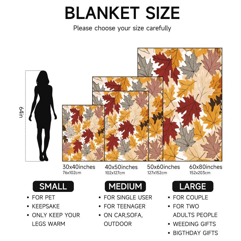 Cozy Autumn Leaves Flannel Blanket, Soft and Versatile Blanket with Bright Autumn Maple Leaf Design for Home, Office or Camping