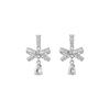 Elegant Zircon Bow Water Drop Stud Earrings - Light Luxury Niche Design for Women