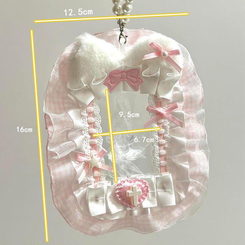 Kawaii Kpop Photocard Holder Sweet Lolita Style Bow Photo Card Protector Idol Photo Display Case Lace Photocard Case Gifts