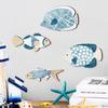 4pcs Nordic Bathroom Wall Decoration Set Wooden Hanging Coastal Wooden Wall Decoration Navigation Decoration Hanging Sea Fish