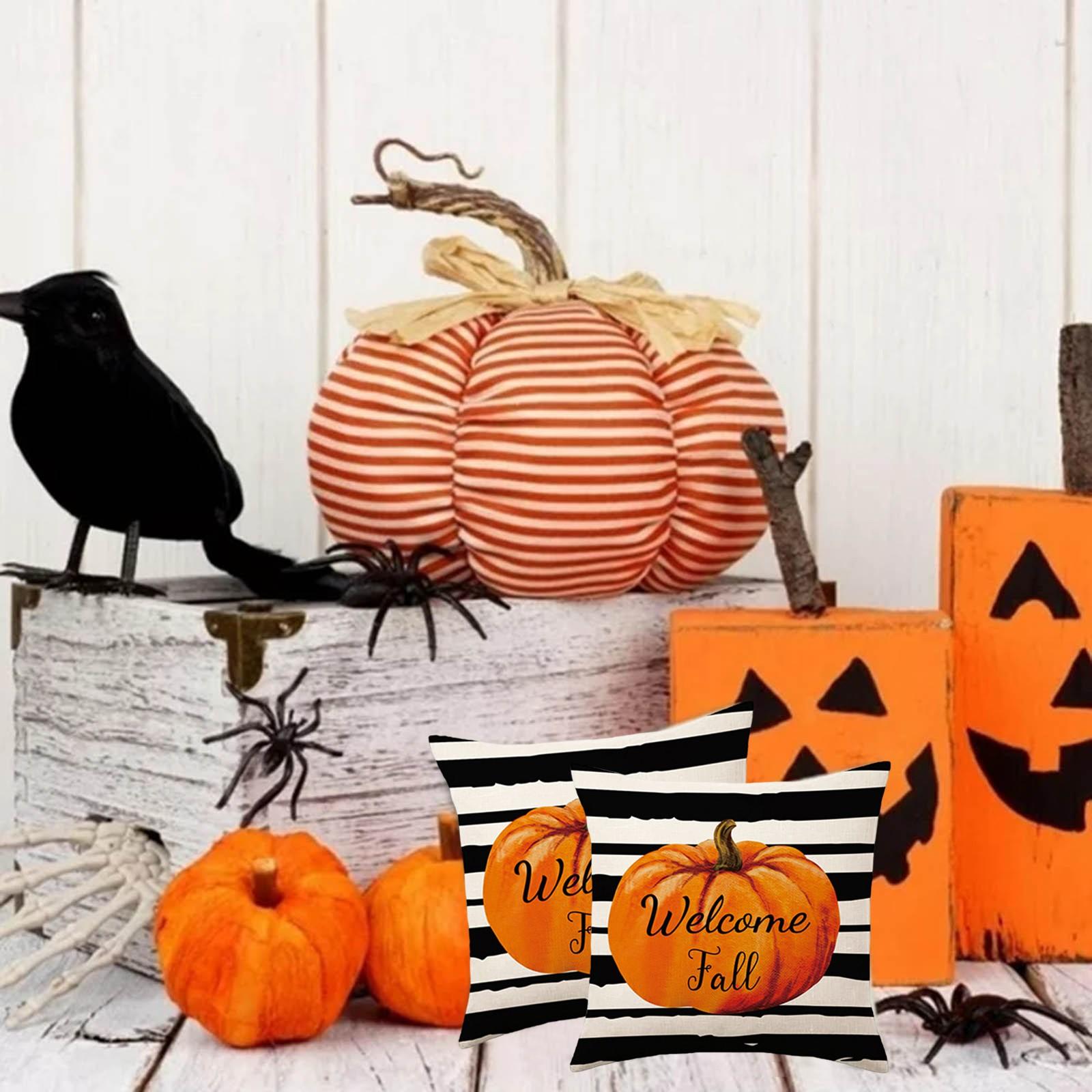 Pumpkin Print Fall Pillows Autumn Farmhouse Fall Outdoor Thanksgiving Decorative Fall Throw Pillow Covers Fall Decorations L5 One Size
