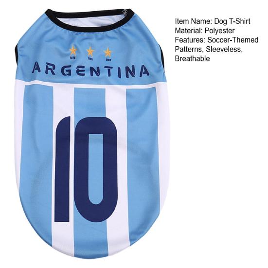 Soccer Jersey Dog T-Shirt Breathable Dog Tank Top Sleeveless Summer Football Apparel Pet Game Day Outfit for Small Medium Large Dogs