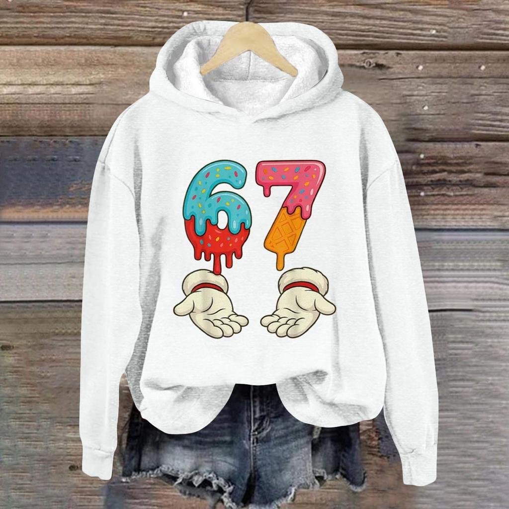 Damen Modisches Lässiges Langärmliges Bedrucktes Kapuzensweatshirt