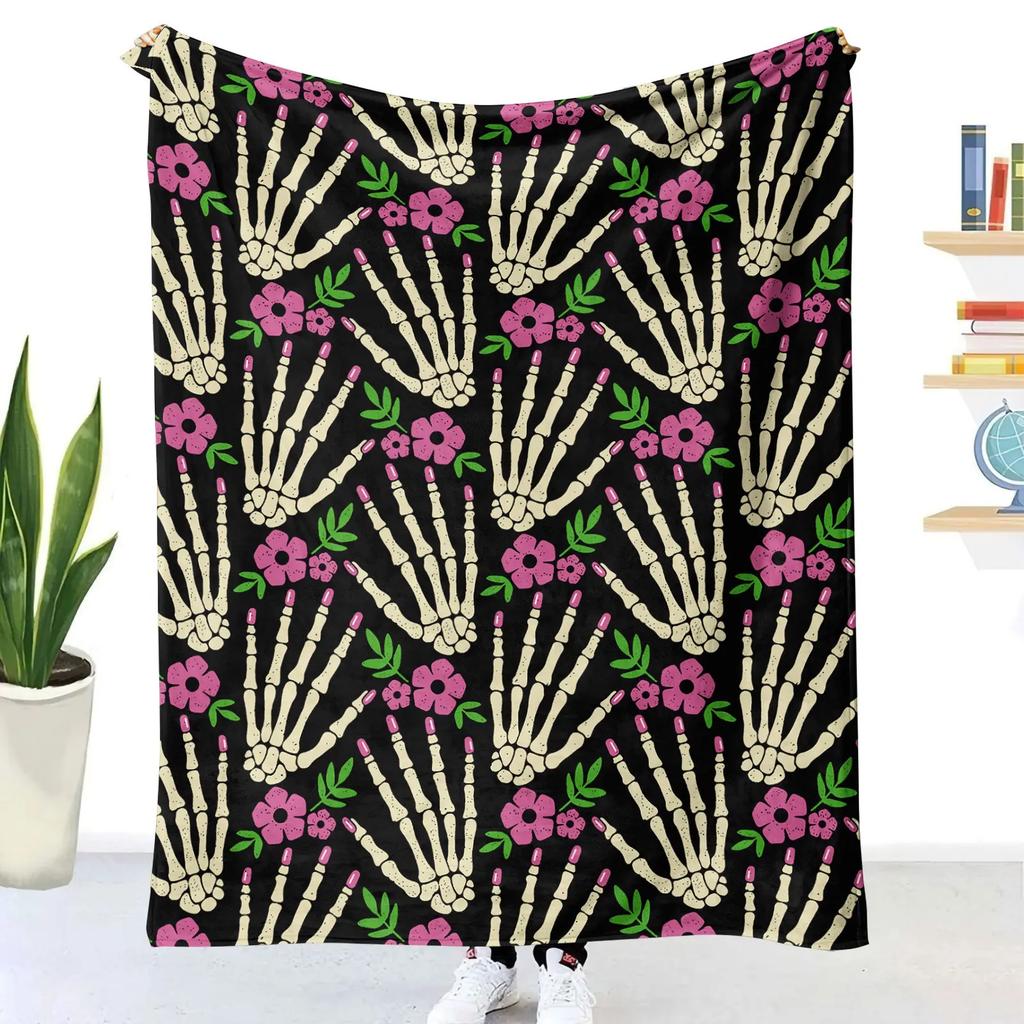 3D Printed Flannel Halloween Blanket Thickened Double-Layer Multifunctional Decorative Blanket Air Conditioning Blankets 150x200