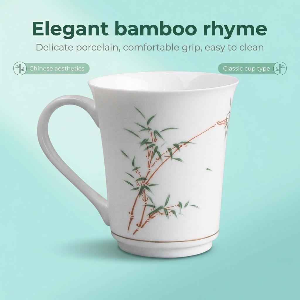 Hand-Painted Bamboo Ceramic Mug - Chinese Style Tea Cup for Home & Office