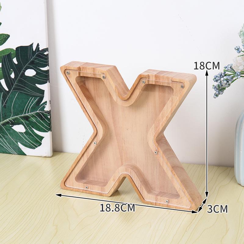 Alphabet Wooden & Acrylic Piggy Bank for Kids - Transparent Animal Design