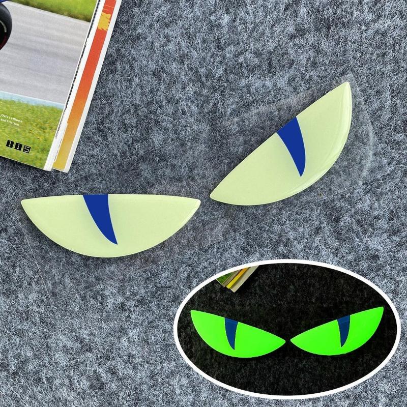 Luminous 3D Demon Eye Cat Eye Design Motorcycle Sticker Glowing Headlight Decal For Scooters Decoration