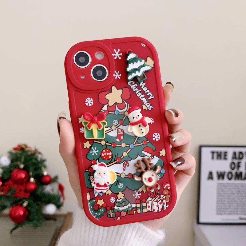 Christmas Style 3D Cartoon Santa Claus Elk Snowman Phone Case for IPhone 15 14 13 12 11 Pro Max X XR XS Max 7 8Plus 14 15 Plus Shockproof Case
