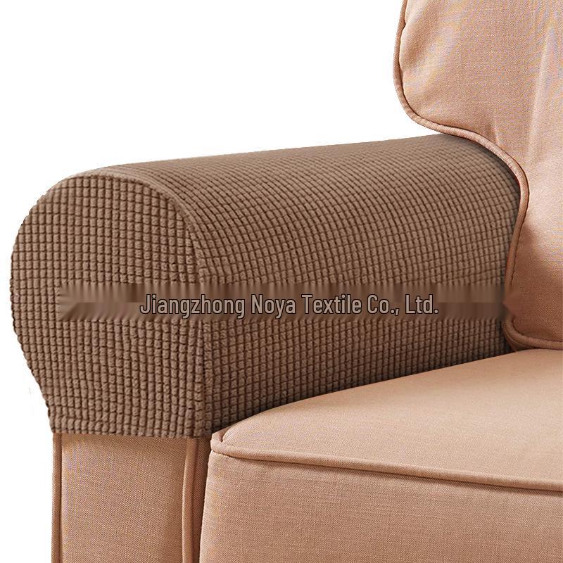Plaid Stretch Sofa Armrest Cover: Thickened, Anti-Dirt, Solid Color Protector.