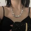 Japan and Korea Light Luxury Silver Irregular Beaded Necklace Women's Niche Temperament Pearl Collarbone Chain New Neck Chain