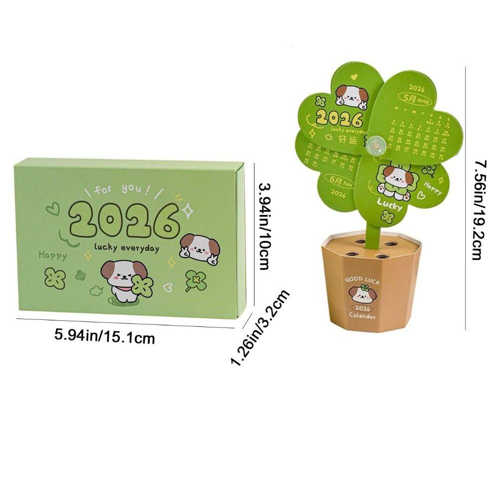 Leaf Shape Potted Plant Shape Calendar Paper Standing Desk Calendar Creative Pen Holder  For Home