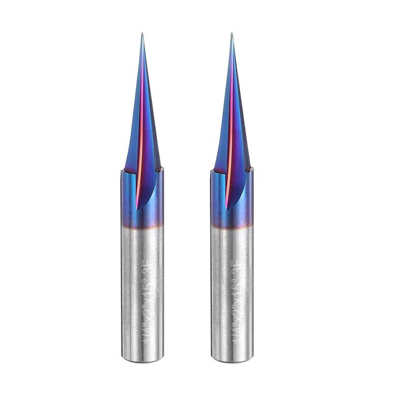 1/4" Shank V-Groove 3-Flute Nano Blue Carbide Woodworking Engraving Cutter