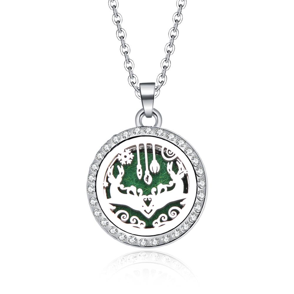 In-Stock Aromatherapy Hollow Diamond Pendant Necklace