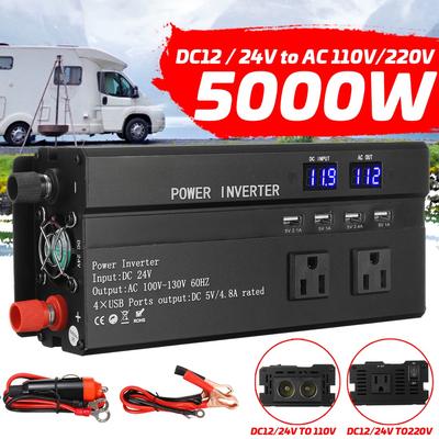 Onduleur 5000W à Affichage Numérique Intelligent à Onde Sinusoïdale Modifiée Transformateur de Tension Convertisseur de Puissance Noir