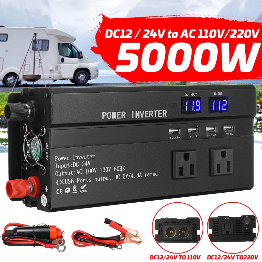 5000W Intelligent Digital Display Modified Sine Wave Inverter Voltage Transformer Power Converter Black