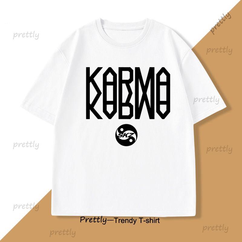 Kpop Korean Karma Album T Shirt SKZ World Tour 2025 TShirt Men Women Soft Comfortable Tshirt Casual Cotton Short Sleeve Tops