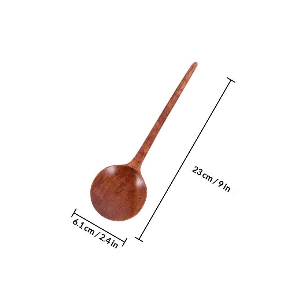 Japanese Style Long Handle Soup Ladle Ergonomic Wooden Ramen Spoon Large Capacity Soup Dumpling Appetizer Spoon Asian Oriental