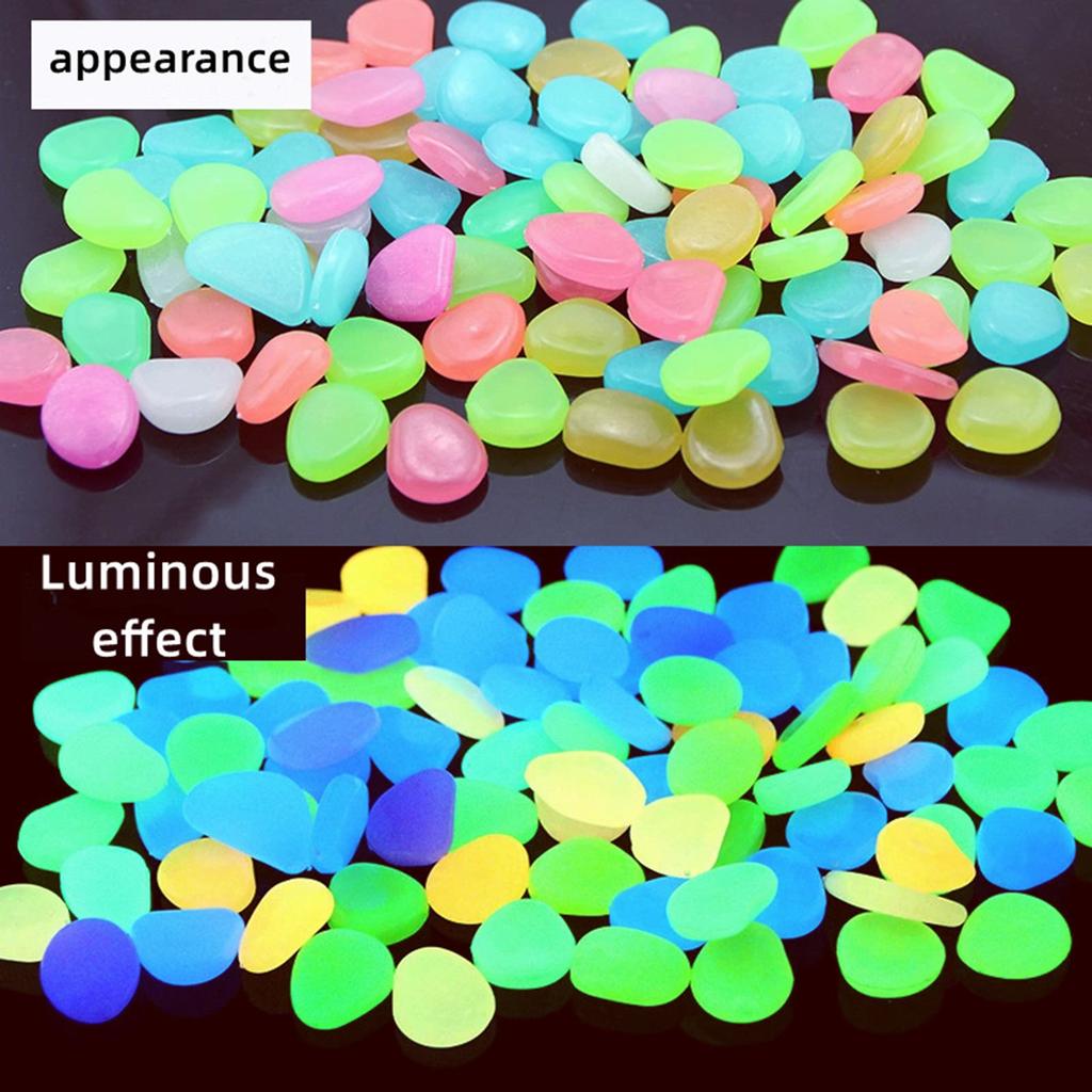 300pcs Luminous Pebble Stone Glow In The Dark Pebbles Colorful Gravel for Aquarium Fish Tank Ornament