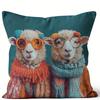 2D Flat- #Cozy Farmhouse Sheep Couple Throw Pillow Cover Cute Winter Knit Style Decorative Cushion Case