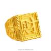 Placer Gold Ring Fortune Big Sandblasting Man's Ring Brass Gold Plated Sand Gold Factory Supply Carven Design Ring