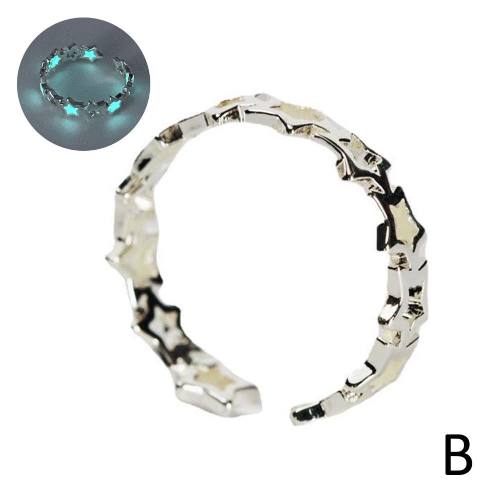 

1/2pcs New Fashion Star Luminous Rings for Women Girls Cool Sweet Y2K Green Blue Star Open Ring Party Gifts Jewelry зелёный