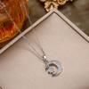 Korean Luxury Moon & Star Pendant Zirconium Titanium Necklace for Women - Versatile Clavicle Chain Jewelry