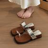 Thick-soled slope heel cool slippers women's summer wear new with skirt vacation beach cover toe sandals