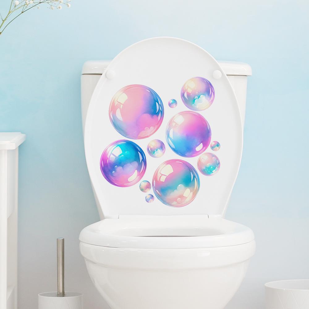 Waterproof Self-Adhesive Toilet Wall Sticker with Bubble Pattern