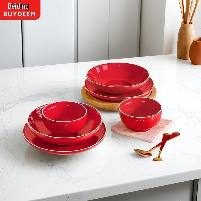 

Buydeem Ruby Red Ceramic Dinnerware Set