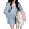 European and American style blouse with hollow perspective thin long-sleeved knitted sweater women's autumn new lazy style