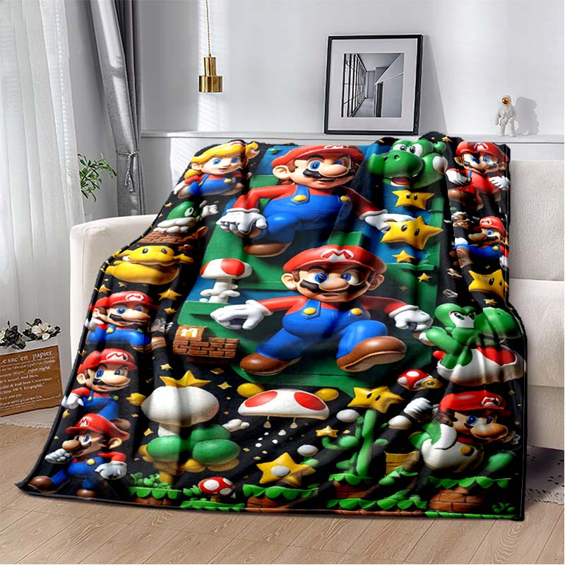 Super Mario game blanket, warm and comfortable flannel blanket, suitable for bedrooms, sofas, beds, chairs