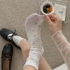 Summer Lightweight Women's Netted Breathable Three-dimensional Bow Tie Flower Pattern Dotted Mid-calf Socks