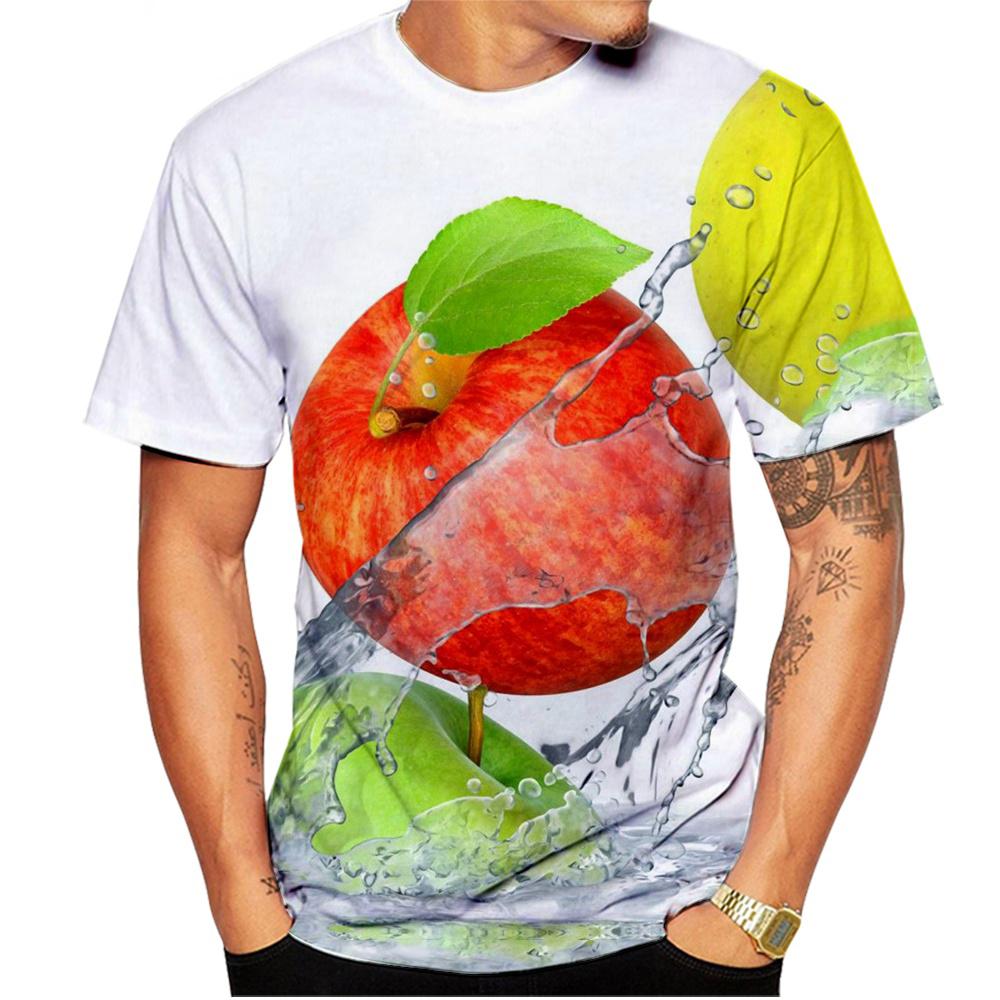 

Фрукты Яблоко 3D-принт Летние Мужские Футболки с Коротким Рукавом Повседневные Футболки Оверсайз Харадзюку XS