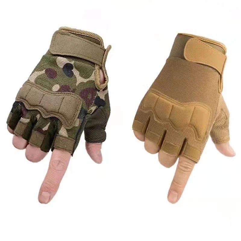 Children's Half-finger Gloves Anti-slip Wear Training Protection Riding Sports 8-15 Years Old Military Fan Gloves