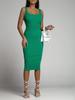 2022 Summer Solid Color Sleeveless U-Neck Bodycon Ribbed Dress