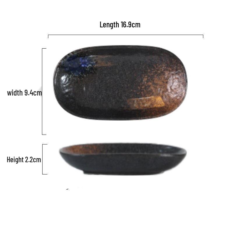 Jingci Oval Ceramic Cold Dish Plates, 6-inch Stone Pattern
