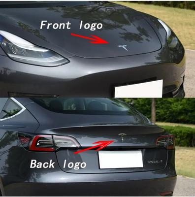 2 Pieces of Zinc Alloy Car Front Hood Emblem Sticker Design Replacement For Model 3 Y Car Rear Trunk Emblem Accessory