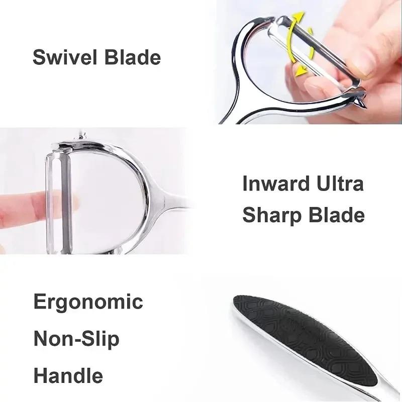 Stainless Steel Vegetable Peeler Ergonomic Multi-Function Kitchen Tool for Potato Carrot Fruit with Non-Slip Grip Durable Blade