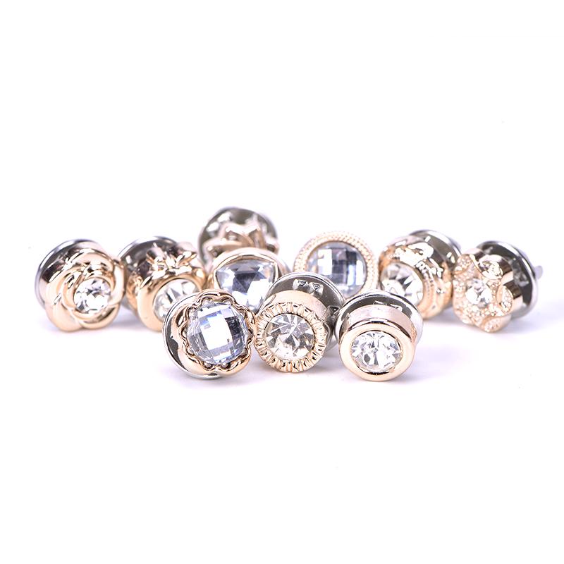 10Pcs/Set Mini Pearl Flower  Brooch Buttons Suit Shirt Lapel Collar Pins