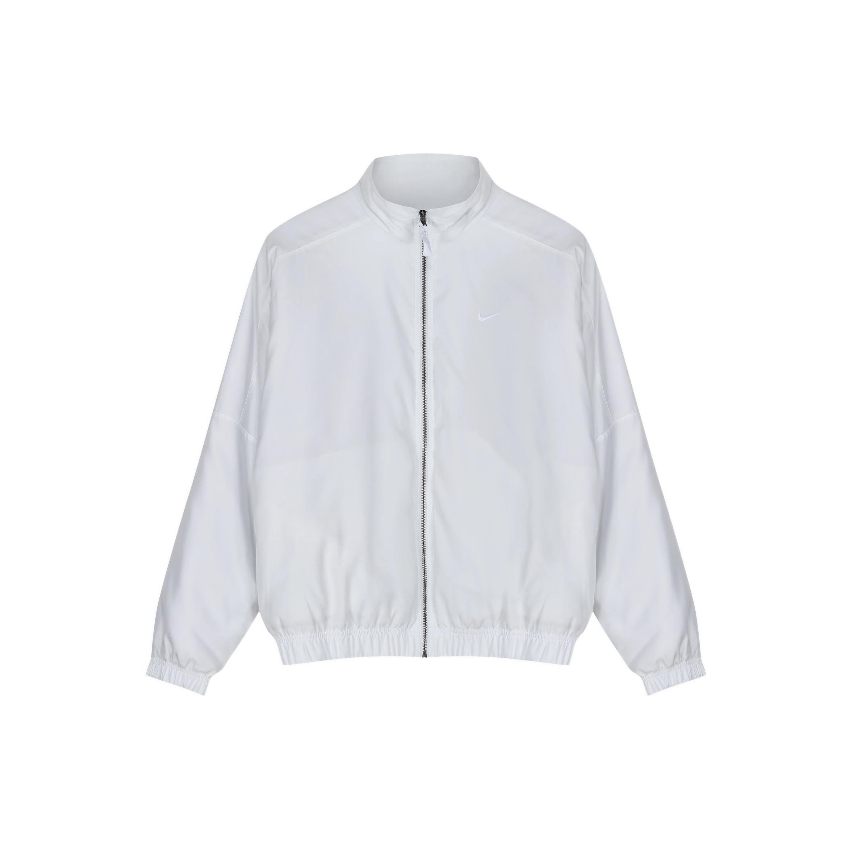 Men s Nike Solid Color Stand Collar Logo Casual Long Sleeves Jacket White DN1266-121 L